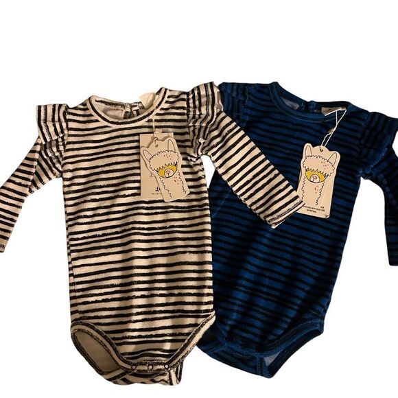 noe & zoe Other - Noe & Zoe Berlin Bundle Lot 2 Striped Ruffle Terry Body Bodysuit 3-6 Months NWT